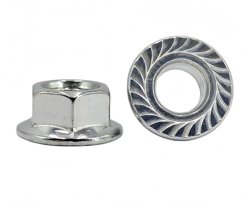 heyday M12x1.25 Serrated Flange Hex Lock Nuts 8 Pcs 304 Stainless Steel 18-8, Full Thread, Hex Drive, Bright Finish - Image 4